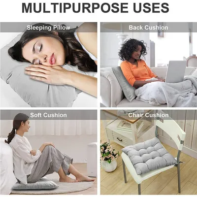 4 Pack Seat Pad Dining Room Garden Kitchen Chair Seat Cushions Tie On Plain UK