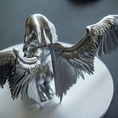 Silver Angel Wings Resin Craft Desktop Ornaments