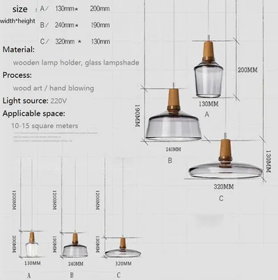 Modern Led Glass Pendant Light Fixture With Wood Vintage Rustic Hanging Lamp For Cafe Bar Restaurant Home Deco Loft Lighting