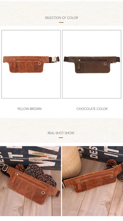 Men's retro leather belt bag