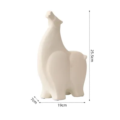 Simple Abstract Black And White Strip Matte Horse Ornaments Ceramic Crafts