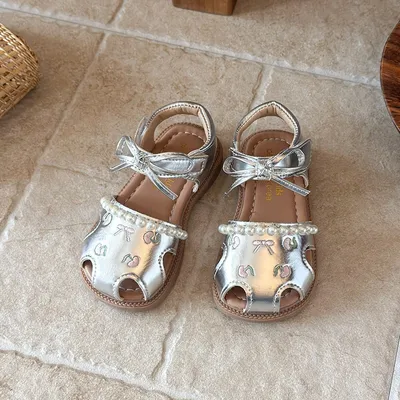 2026 Summer New Baby Girls Sandals, Closed-Toe Breathable Princess Shoes, Korean Fashion Little Kids Sandals