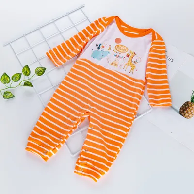 Spring and autumn new baby cotton striped jumpsuit