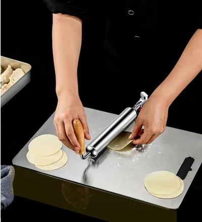 304 Stainless Steel Fixed Roller Type Rolling Pin Household Roller Face Stick