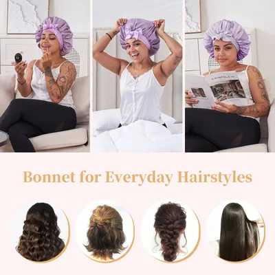Silk Bonnet, Satin Hair Bonnet For Sleeping For Wavy Curly Natural Hair