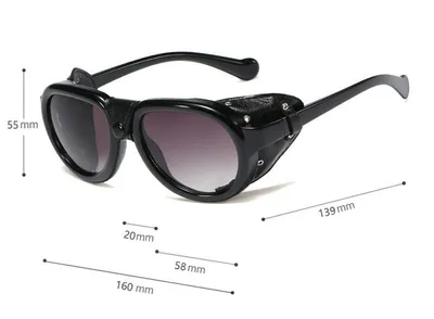 European And American Street Style Retro Leather Rivet Sunglasses Steampunk Sunglasses Trendy Oval