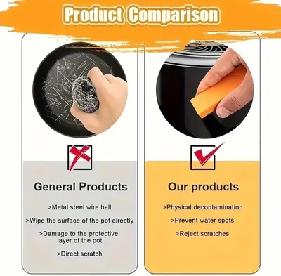 Stainless Steel Decontamination Scratch Eraser,Magical Rust Eraser Stainless Steel Stain Remover, Rubber Rust Cleaning Eraser For Kitchen, Bathroom, Household Orange Colour