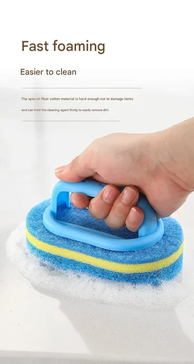 Kitchen Handle-style Pot Brush, Multi-functional Bathroom Tile Cleaning Brush, Double-layer Thickened Bathtub Brush, Sponge For Removing Stains.