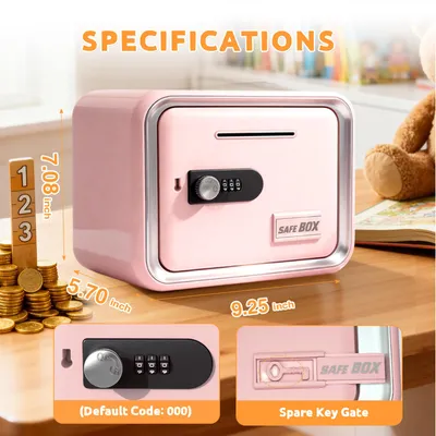 Pink Combination Lock Piggy Bank  Children's Money Bank Gift Fostering Saving Habits