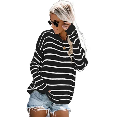 Striped panel knit sweater