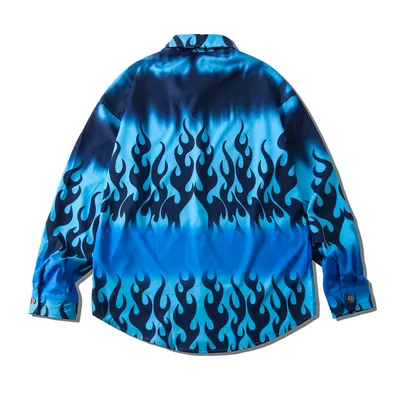Tie Dye Flame 3D Print Long Sleeve Shirt