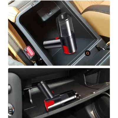 مكنسة كهربائية لاسلكية للسيارة - حمراء، قابلة للشحن عبر منفذ USB، مكنسة كهربائية منزلية محمولة صغيرة الحجم، مكنسة كهربائية مكتبية محمولة