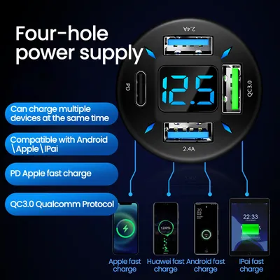 Quick Universal Transfer Plug Multi-function Car Charger USB4 Port