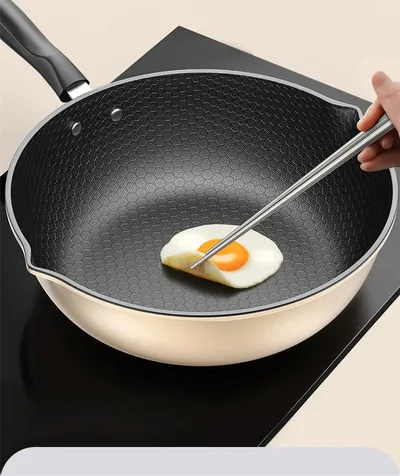 مقلاة حث منزلية من نوع Honeycomb Wok مع موقد غاز مخصص