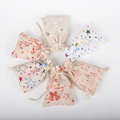 Snowflake Elk Candy Cotton Linen Packaging Bag