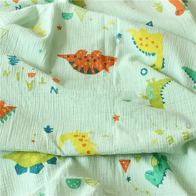 Home Fashion Fabric Double Cotton Crepe Dinosaur