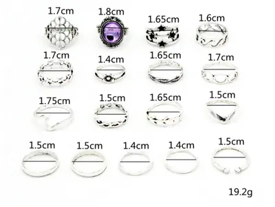 Fashion Gemstone Five-pointed Star Leaf Sea Wave Twist 17-piece Ring Joint