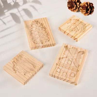 Wooden Gingerbread Cookie Mold Pine Nuts Rose Flower Cookie Mold Wooden Rose Flower Christmas Kitchen Tools