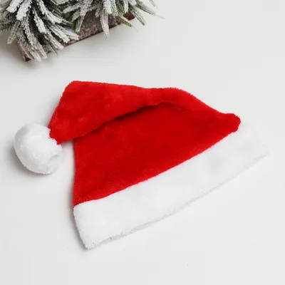 مستلزمات عيد الميلاد، قبعة سانتا قصيرة من المخمل الكثيف، قبعة عيد ميلاد جديدة فائقة النعومة