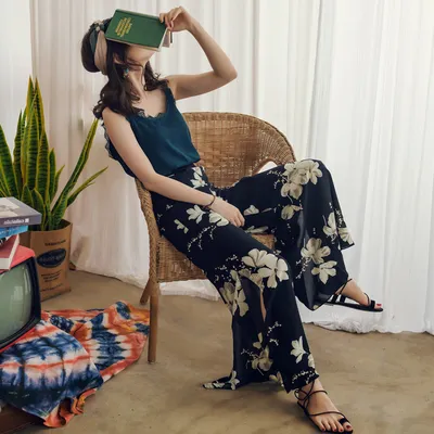 Women's Summer High Waist Retro Boho Loose Trousers
