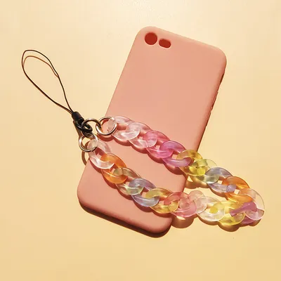 Fashion Frosted Acrylic Chain Mobile Phone Charm Candy Color Anti-lost Lanyard Women's Ornaments