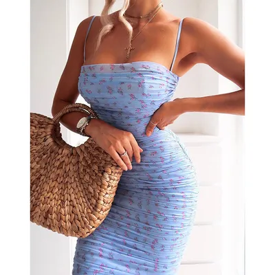 Double Layer Mesh Floral Party Dress Female