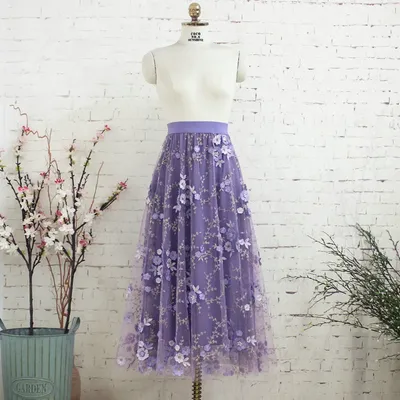 Flower Embroidered Mesh Skirt For Women