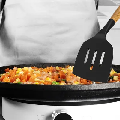 14-Piece Silicone Kitchen Utensils Set Non-stick Cooking Spoon And Baking Tools---Black