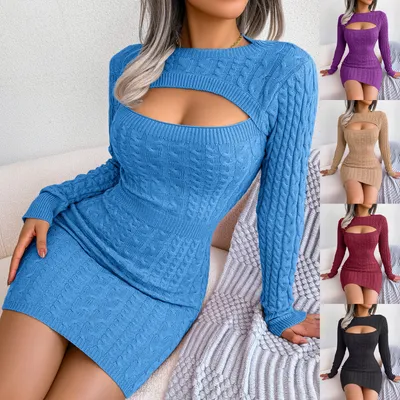 Twist Waist-tight Hip Woolen Skirt