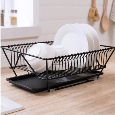 Wrought Iron Tableware Drain Rack Dish Rack Multifunctional Storage With Tray Rack