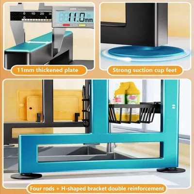 Double Tier Countertop Dish Draining Rack, Kitchen Sink Storage Shelf Organizer