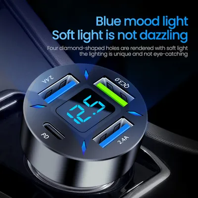 Quick Universal Transfer Plug Multi-function Car Charger USB4 Port