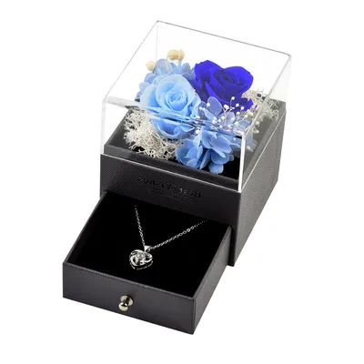 Fashion Simple Preserved Flower Acrylic Jewelry Box