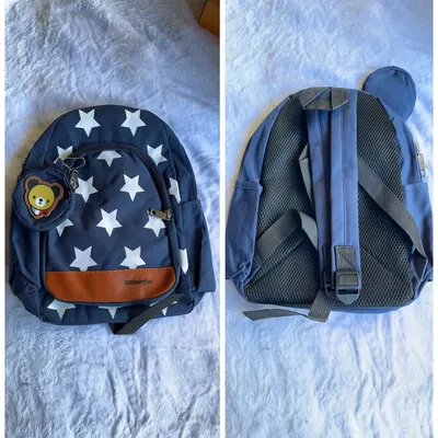 Teens Soccer Fan Backpack,Star Print With Cute Bear Coin Purse, Lightweight Stadium Bag For World Cup, Sports Events & School