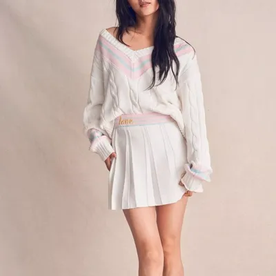 Fall Women's Clothing Pink Sweet Girlish Long Sleeve Gentle Sweater