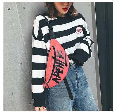 Nylon printed letters small satchel