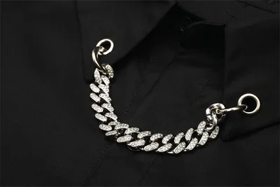 Solid Color Loose Fried Street Ruffian Handsome Shirt Men's Long Sleeve Hanging Chain