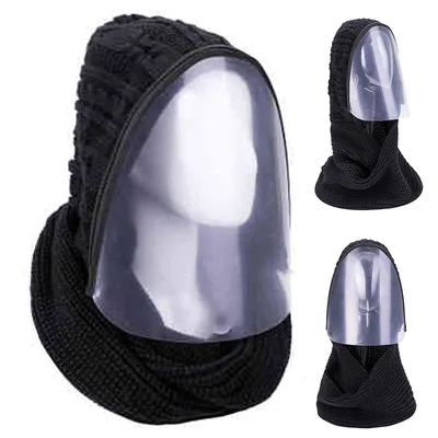 Outdoor Sports Headwear Scarves Transparent Hooded Sdult Hat Winter Scarf Warm Full Face Scarf Cycling Scarves Full Face Mask