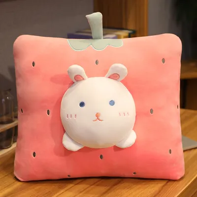 Cute Cartoon Fruit Dinosaur Plush Pillow Blanket Three In One