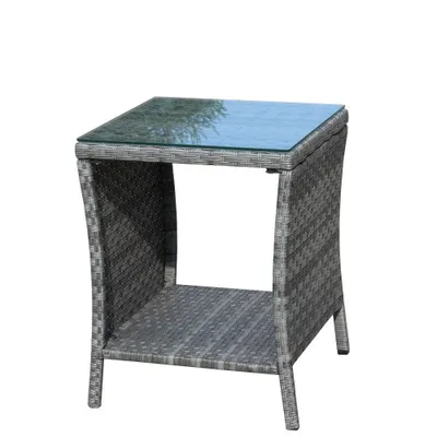 Outdoor Patio Furniture 1 Coffee Table With Clear Tempered Glass