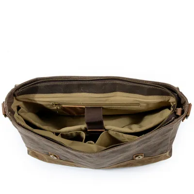 Waterproof oil wax canvas with leather briefcase