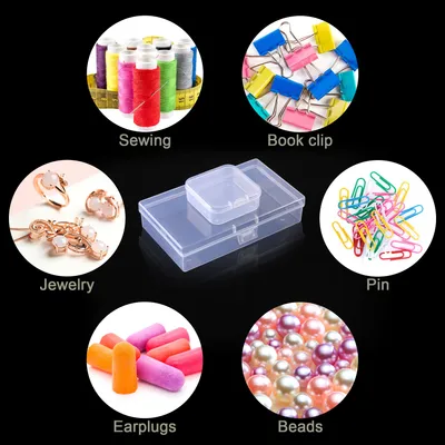 24 Pcs Mixed Sizes Clear Plastic Storage Containers, Small Rectangular Storage Organizer With Lid,Beads Storage Box For Storage Beads, Crafts, Jewelry, Clay, Crayons, Pins,Sewing, Cards