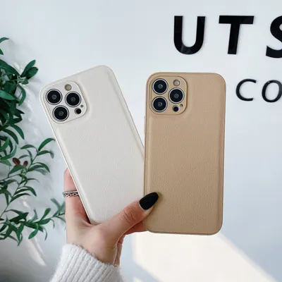 Solid Colour Leather Silicone Phone Case