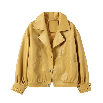Lapel Lantern Sleeve Loose Biker Suit
