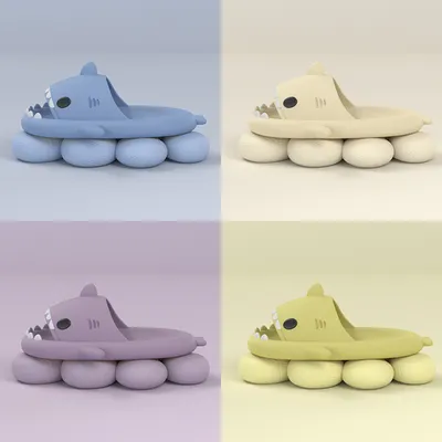 Cartoon Shark Slippers Funny Cutes Soft Slipper Indoor Outdoor  Shoes For Women Men Couples
