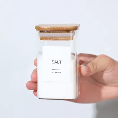 12 Pcs Square Spice Jars With 72 Stickers, Kitchen Pepper Jars For Salt Seasoning, Snacks, Tea, Coffee