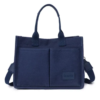 New Canvas Shoulder Bag Women Large Capacity Multi-pocket Handbags Casual Crossbody Shopper Bags