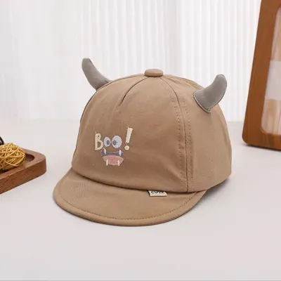 Summer Baby 3D Horned Monster Boo Monster Cute Expression Embroidered Soft Cute Kids' Style Baseball Cap Suitable For Daily Use