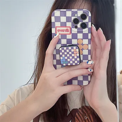 Creative Lattice Mirror Stand Phone Case