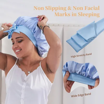 Silk Bonnet, Satin Hair Bonnet For Sleeping For Wavy Curly Natural Hair